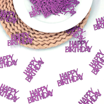 Pink Happy Birthday Confetti - Girl Birthday Party Decorations - Light Pink Glitter Scatters for Baby Girl Party Table Decor Supplies - 100PC