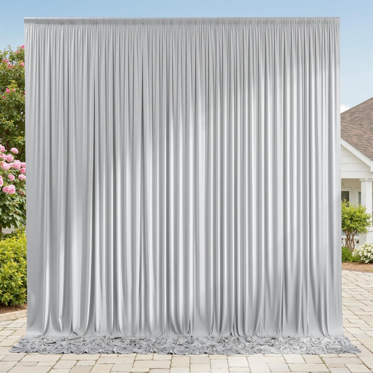 10ftx10ft Black Backdrop Curtains for Weddings Parties, Wrinkle Free 2 Panels Silky Polyester Photo Backdrop Drapes Back Drop Cloth Drapery for Birthday Mother'sDay Photography Background