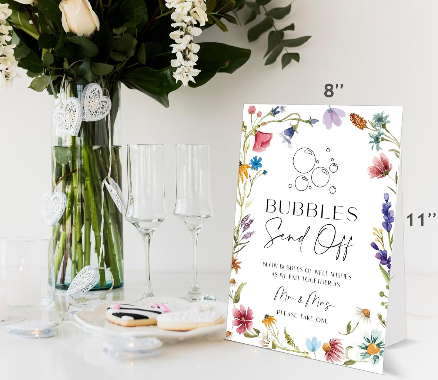 Bible Guest Book Sign, Wedding Signs for Ceremony and Reception, Floral Bridal Shower Decoration, Wedding Signage with Bracket, Bridal Shower Decor, Supplies For Engagement and Anniversary Parties, 13