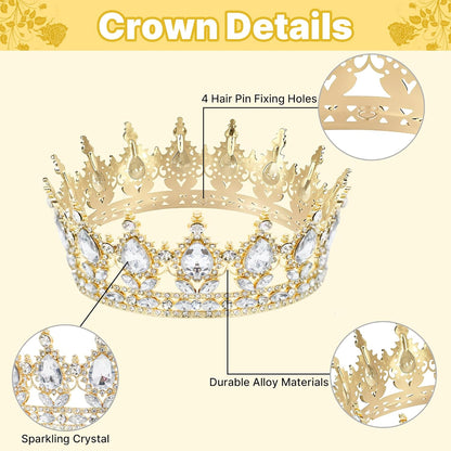 Crown Cake Topper, Balls Happy Birthday Cake Topper Pink Crown Birthday Candles Gold Butterflies, Corona Para Pastel, Cake Decorations for Birthday Wedding (Gold, Pink)