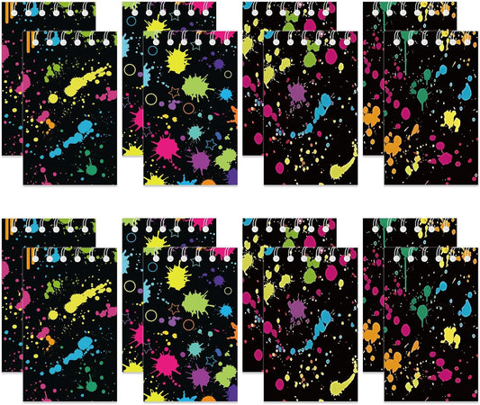 24 Pcs Mini Neon Notepads Glow Party Theme Small Notepads Glow Party Spiral Pocket Notebook Fun Coil Mini Notepad Neon Birthday Party Supplies 4 Styles