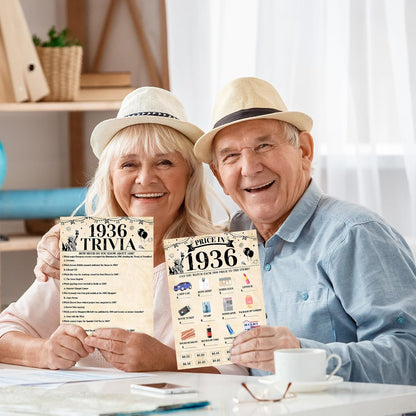 70Pcs 70th Birthday Party Games Born In 1956 Fun 1956 Trivia Music Slang Books Game Double-Sided Game Cards Vintage 70th Birthday Party Supplies for 70 Year Old Activity Anniversary Class Reunion
