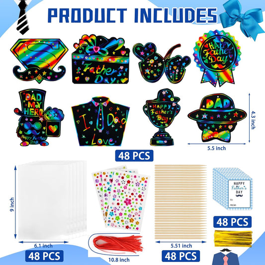 48 PCS Mother's Day Crafts for Kids Scratch Cards DIY Mother's Day Rainbow Paper Craft Floral Butterfly Trophy Hanging Decoration for Gifts Favors Party Supplies Home School Classroom Activities