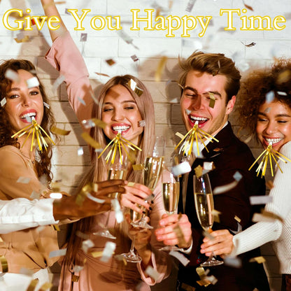 Denylo pro 24 Pcs Glitter Noise Makers Gold Noise Makers Metallic Fringed Party Blowers Adults Party Horns for Sporting Events Christmas New Year Festival Favor Supplies