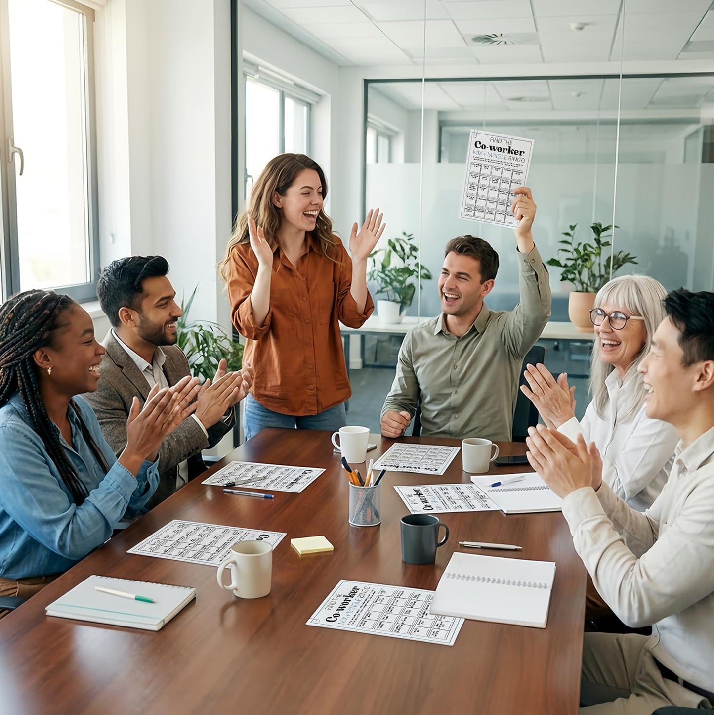 Team Building Games for Work Adults – Find Someone Who Bingo Game, 25 Unique Human Bingo Cards 5x7 Inch, Ice Breaker & Office Games for Parties, Meetings & Events - A05
