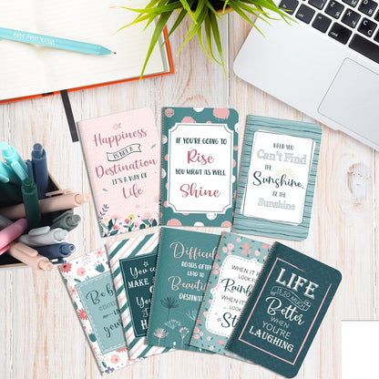 Funrous 32 Pcs Motivational Quote Pens Inspirational Notepads Mini Journal with Ballpoint Pen Small Notebooks Gift for Men Women Coworker Adult Party Favors Prize Teacher Student Office(Stylish)