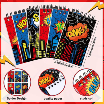 48 Piece Spider Party Favor Include 24 Pcs Notebooks 24 Pcs Ballpoint Pens Red Black Spiders Party Favor Teacher Classroom Rewards Supplies Theme Birthday Partys Gift(Classic)