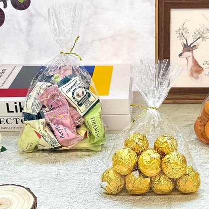 5x7 Inch Iridescent Cellophane Treat Bags with Twist Ties, Treat Bags for Candy Cookie Goodie Chocolates, And Popcorn