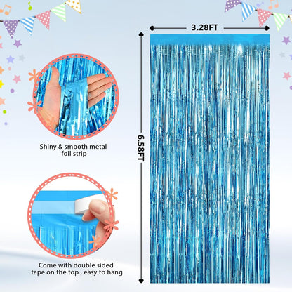 GCB 2Pack Black Metallic Tinsel Foil Fringe Curtains, Black Foil Curtain Backdrop, Photo Booth Props for Birthday Wedding Baby Shower Bachelorette Xmas Celebration Party Decorations Door Streamers