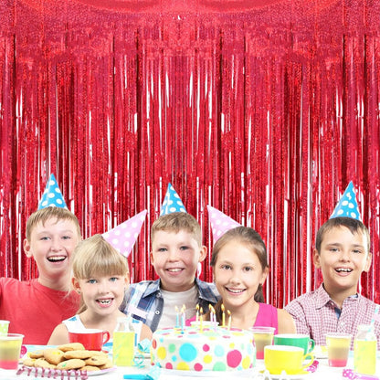 2 Pack 3.2ft x 8.2ft Silver Metallic Tinsel Foil Fringe Curtains, Door Streamer Photo Booth Backdrop for Birthday Graduation Engagement Bridal Shower Bachelorette Baby Shower Party Decorations