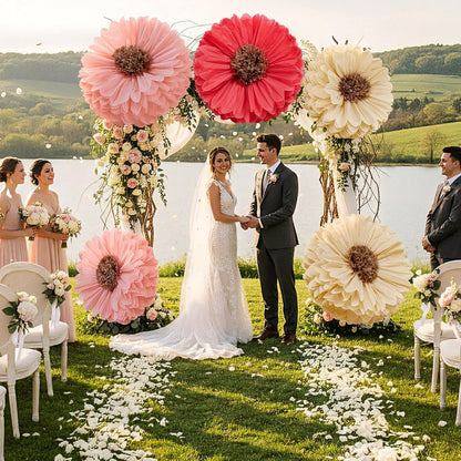 Chunful 5 Pcs 30'' 24'' Gaint Pastel Tissue Paper Flowers Decoration Large Hanging Tissue Paper Pom Poms Decor for Pastel Birthday Bachelorette Wedding Baby Shower Bridal Shower Easter Party Decor