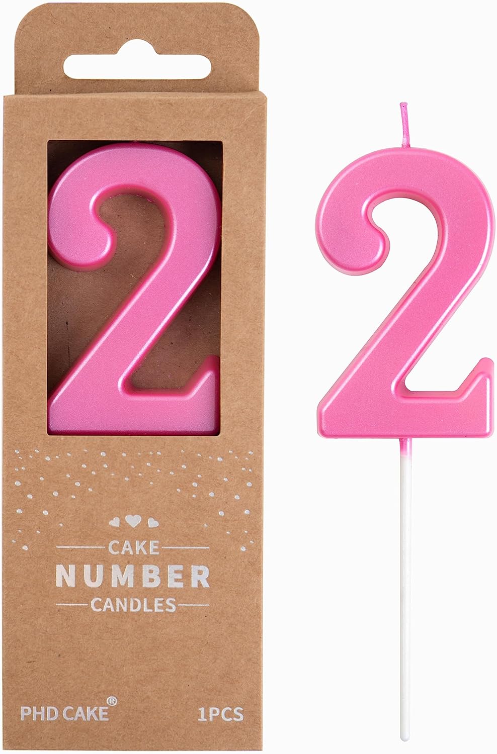 PHD CAKE 2.76 Inch Modern Gold 2 Number Birthday Candles, Gold Number Candles, Cake Number Candles, Party Celebration