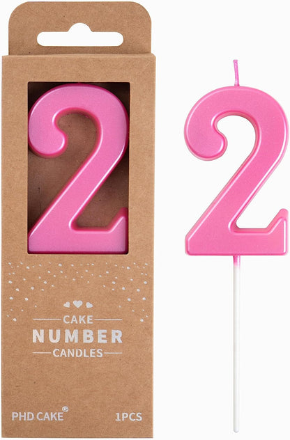 PHD CAKE 2.76 Inch Modern Gold 2 Number Birthday Candles, Gold Number Candles, Cake Number Candles, Party Celebration