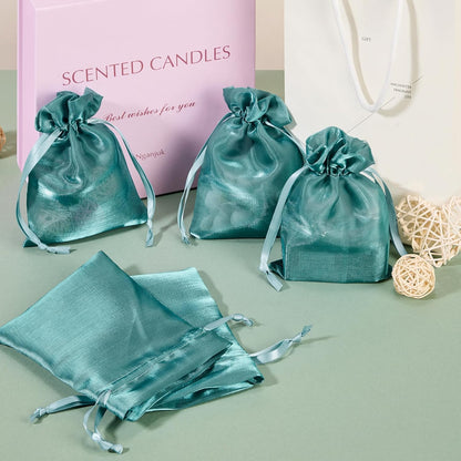 QIANF 20 Pcs Peacock Blue Small Organza Bags 3X4 inch for Wedding Favors with Drawstring, Mini Mesh Gift Bags Jewelry Pouch for Candy Bridal Shower Party Favor Baby Shower Christmas