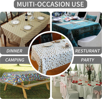 Rectangle Table Cloth,100% Waterproof Tablecloth Oil Proof Spill Proof Vinyl Table Cloth, Wipe Clean Plastic Table Cover for Dining, Camping, Indoor and Outdoor 52" x 70",Leaves