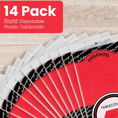 14 Pack Black 54 x 108 in. Rectangle Disposable Plastic Tablecloths - Smooth Decorative Covers for Parties, Weddings