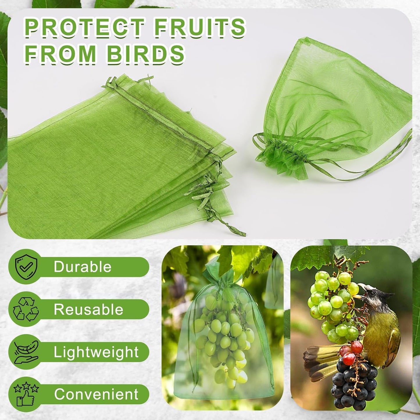 ANZNKU 50PCS Organza Bags 6x9 Large White Gift Bags for Candy Goodie Sachet Jewelry, Mesh Bag Drawstring Sheer Packaging Pouches for Wedding Favors Mother's Day Birthday Party Baby & Bridal Shower