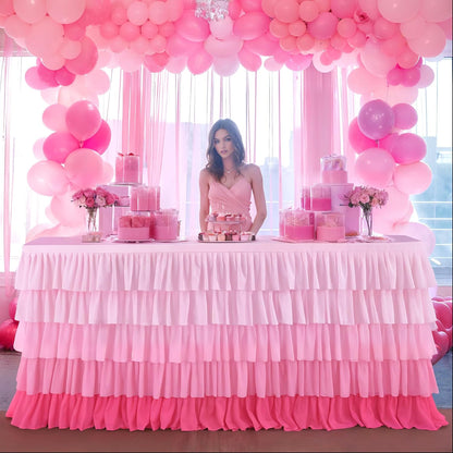 6ft Rainbow Tutu Table Skirt for Rectangle Round Tables Chiffon Table Cloth for Birthday Party Decorations Baby Shower Parties Ruffle Table Skirting