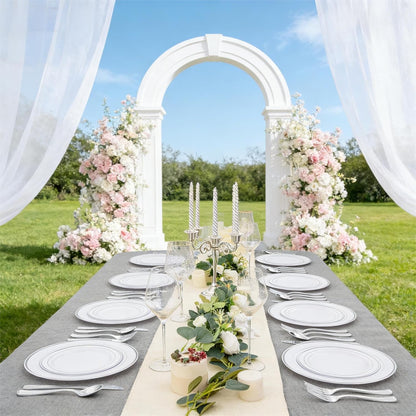 FLOWERCAT 60PCS White Plastic Plates - Heavy Duty White Disposable Plates for Mother's Day/Birthday Party/Wedding -serve for 30 guests Include 30PCS 10.25" & 30PCS 7.5" Plates for Party