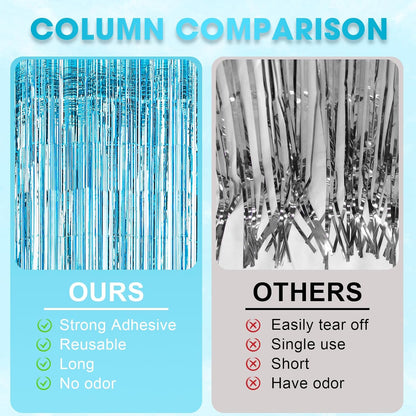 Voircoloria 3 Pack 3.3x8.2 Feet Gold Foil Fringe Backdrop Curtains, Tinsel Streamers, Fringe Backdrop for 2025 New Years Eve, Graduation, Birthday, Baby Shower, Gender Reveal, Disco Party - Colors B
