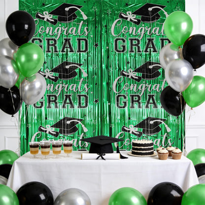 Gradution Party Suppiles Backdrop Decoration 2026, Claas of 2026 Streamer Tinsel Foil Fringe Curtains, Photo Booth Prop Backdrop, Black Grad Photo Backgrounds