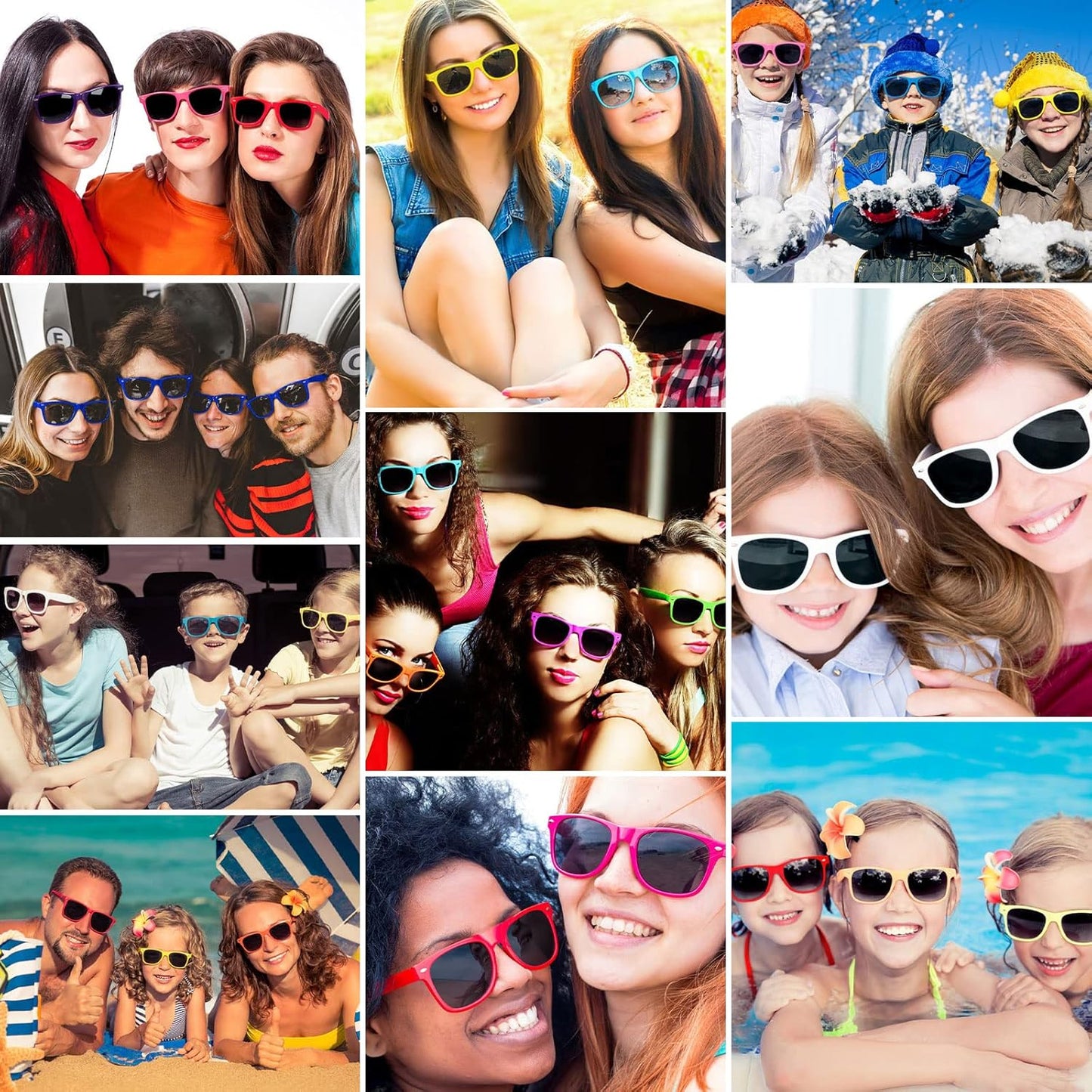 20 Pairs Bulk Sunglasses for Adult Retro 70s 90s Cheap Glasses (Black)