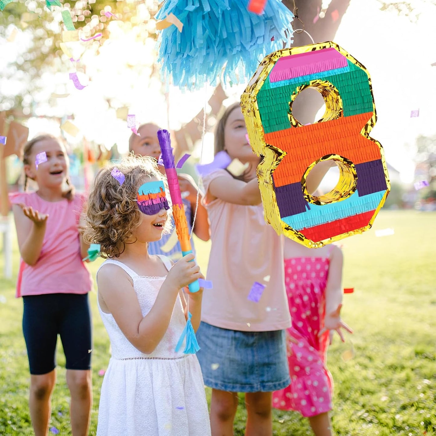 Dinosaur Pinata - Dinosaur Decorations with a Blindfold and Bat for Boys Girls Animal Themed Birthday Party Kids Classroom Game Decorations Supplies (15.7 x 11.4 x 3.1 Inches)