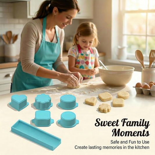 5 PCS Cake Pop Mold Set with 7.87-inch Tray, Heart Square Cloud Oval Round 3D Printed Cake Pop Cutter and Pusher, Baking Molds for Home Baking, Birthday Parties, Wedding Desserts