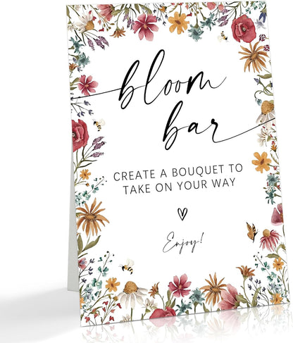 Wild Flower Audio Guest Book Sign, Baby in Bloom Love is in Bloom Decorations, Bridal Shower Baby Shower Wedding Signs for Reception, Floral Party Table Decor, 8 x 11 Inch
