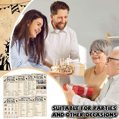 70Pcs 70th Birthday Party Games Born In 1956 Fun 1956 Trivia Music Slang Books Game Double-Sided Game Cards Vintage 70th Birthday Party Supplies for 70 Year Old Activity Anniversary Class Reunion