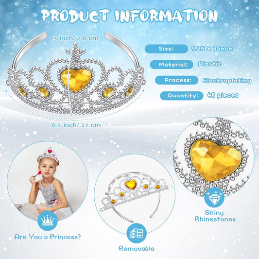 48 Pcs Tiara Crown Set Princess Dress up Costume Party Favor Girls Plastic Crown Birthday Supplies Cosplay Accessory