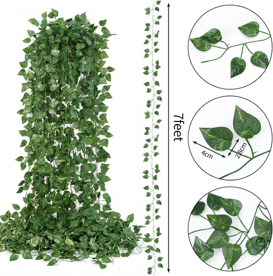 CEWOR Fake Vines for Room Decor 24 Pack 168ft Artificial Ivy Greenery Garland for Bedroom Wall Decor, Hanging Green Leaves for Party Wedding Christmas Decoration