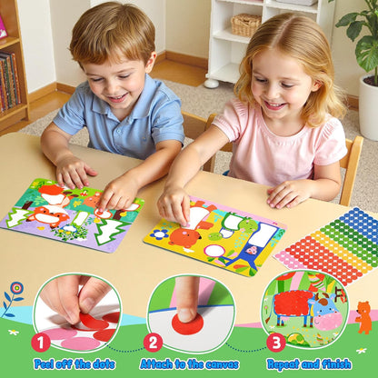 JoyCat 24 Pack Dot Art Craft Kits for Kids Party Favors, Mess-Free Dot Sticker Activity Set with 4800+ Stickers & Goodie Bags, Classroom Prizes, Treasure Box Toys, Goodie Bag Stuffers Ages 3-8