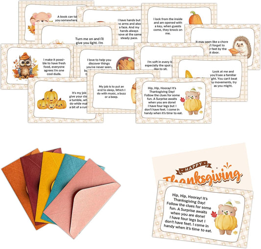 Thanksgiving Scavenger Hunt Games Set, Autumn Treasure Hunt Clue Games for Friends Family, Fall Holiday Activities for Large Groups, Thanksgiving Party Supplies Decorations, 01