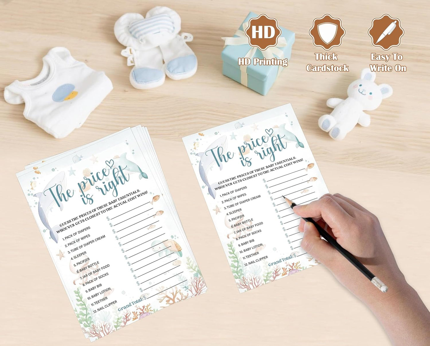 Under The Sea Baby Shower Bingo Game, Pack of 30 Game Cards, Sea Creatures Ocean Shower Game, Gender Reveal Party Decorations, Gender Neutral - KR77