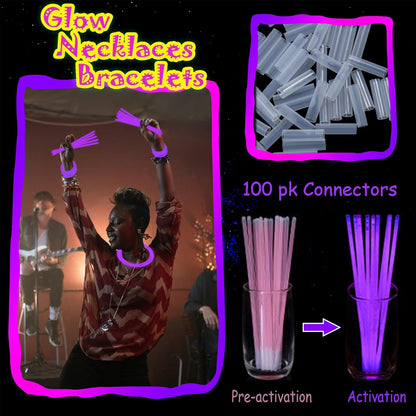 100 pk 8" Glow Sticks Bulk Party Favors, Light up Glow Necklaces & Bracelets in the Dark Party Supplies For Christmas Halloween 4th of July Birthday Neon Party (100 * Blue)