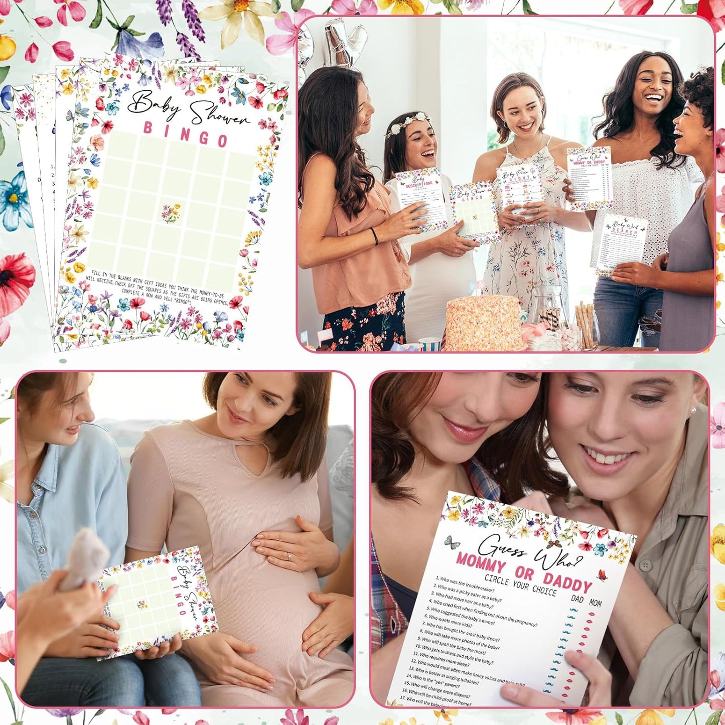 Yinder 145 Pcs Baby Shower Games Activities Cards with 20 Pencils Includes Baby Bingo Description and Wishes Guess Who Price is Right Word Scramble Game(Here Comes the Son)