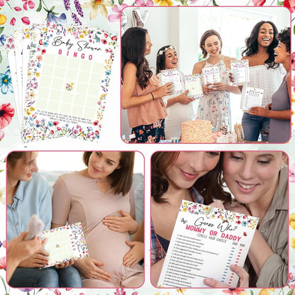 Yinder 145 Pcs Baby Shower Games Activities Cards with 20 Pencils Includes Baby Bingo Description and Wishes Guess Who Price is Right Word Scramble Game(Here Comes the Son)