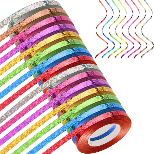 Shappy 15 Rolls Curling Ribbon 1/5" Wide x 11 Yards Total 165 Yards Balloon String Curly Shiny Metallic Roll Assorted Colors for Art Craft Gift Wrapping Florist Wedding Festival Decor(Glossy Color)
