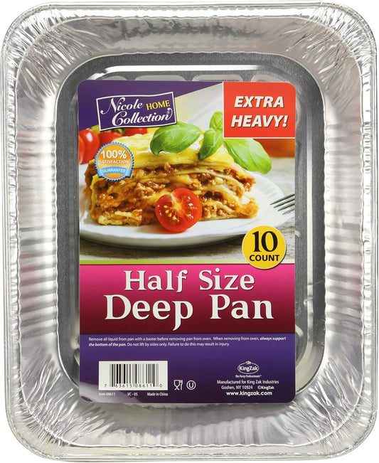 Aluminum Pans Half Size, 9X13, Extra Heavy Duty Disposable Foil Pans For Baking (30 Pack) Roasting & Chafing, Deep Tin Foil Bakeware, Steam Table Tray, Cookware, Food Prepping, Cake & Oven Pan
