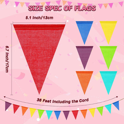 120 Flags/72ft Pennant Banner Flags Garland, Triangle Banner Pennant Flags on a String, Pastel Burlap Pennant Banner Garland Bunting Banner for Outdoor Birthday Party Decorations Pastel