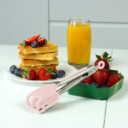 Mini Waffle Tongs by StarBlue Green – 8 Inches Silicone and Nylon Serving Tongs with Non-Slip Smooth Handles, Non-Scratch and Dishwasher Safe, Multipurpose Spatula for Belgian Waffle Serving