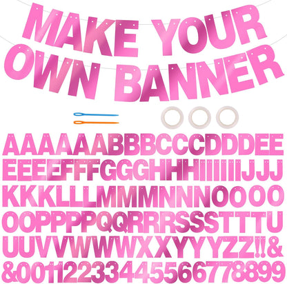 BEISHIDA 116 PCS A-Z DIY Letter Banner Kit Make Your Own Banner Including 111 Letters and Numbers 3 Rope and 2 Threading Device,Customized for Birthday Graduation Wedding Decor Black