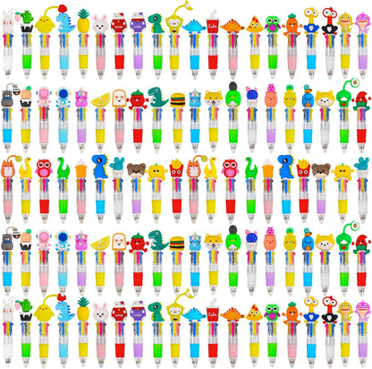 CZWZ 20Pcs Mini Multicolor Pens in One 4-in-1 Cute Pens Bulk for Kids, Fun Kawaii Ballpoint Pens for Birthdays and Children's Party Favors Gifts Teacher School Supplies