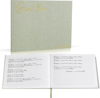 Utron Elegant Wedding Guest Book, Linen Guestbook to Sign in, Polaroid Guest Book for Wedding Receptions, Baby Showers, Birthdays and Special Events - Blank and Lined Acid Free Paper (Green)