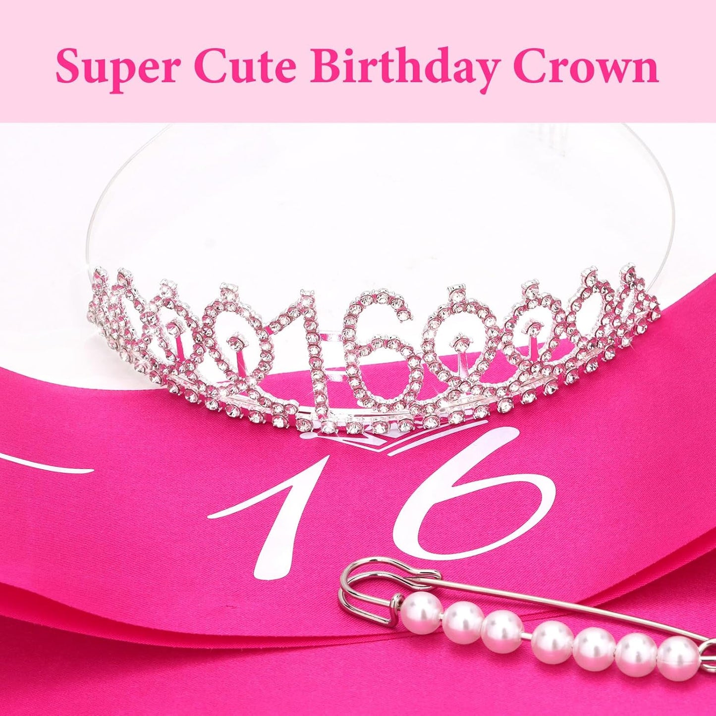 CAVETEE Silver Birthday Crown for Girls Birthday Decorations Birthday Gifts for Women and Girls