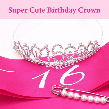 CAVETEE Silver Birthday Crown for Girls Birthday Decorations Birthday Gifts for Women and Girls