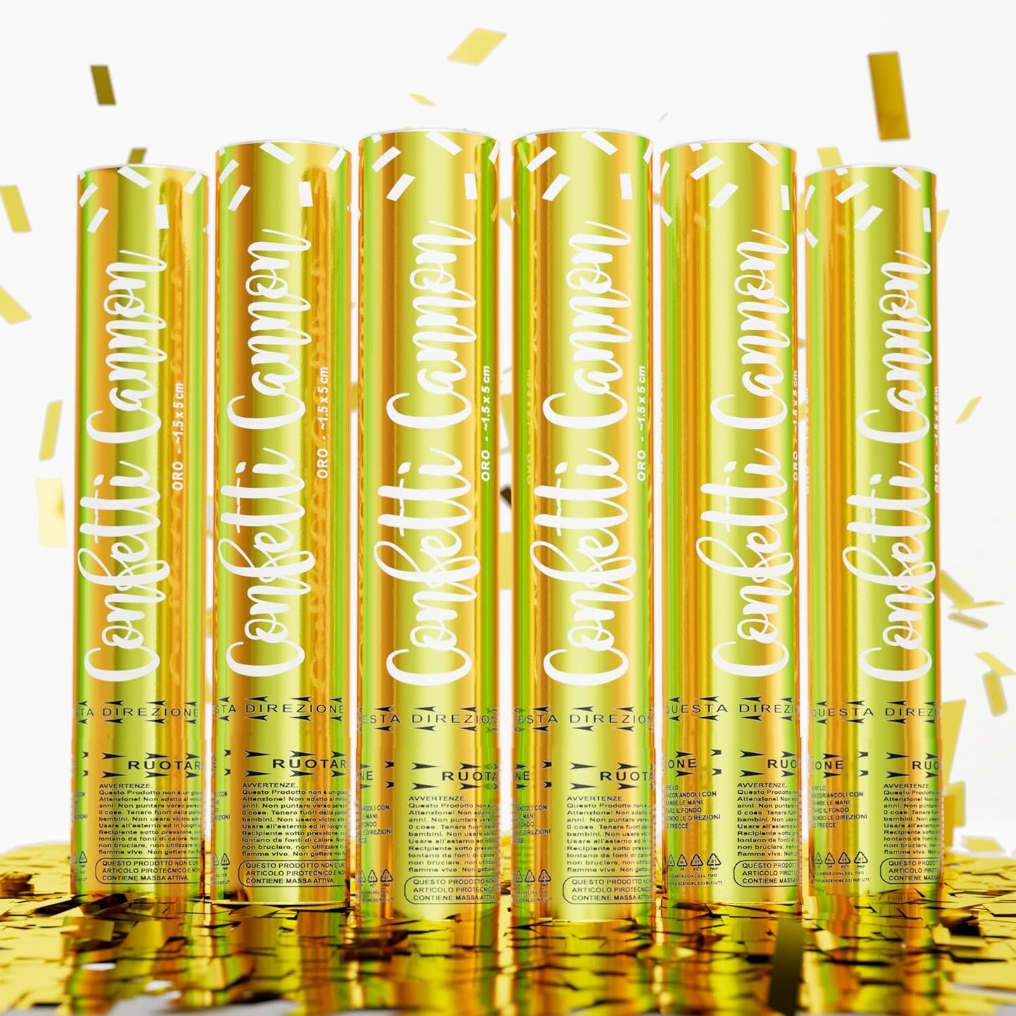 4 Pack Gold Confetti Cannon Poppers, Confetti Shooter, Party Popper for Celebration, Birthday, Graduation, New Year's Eve Party （Gold）