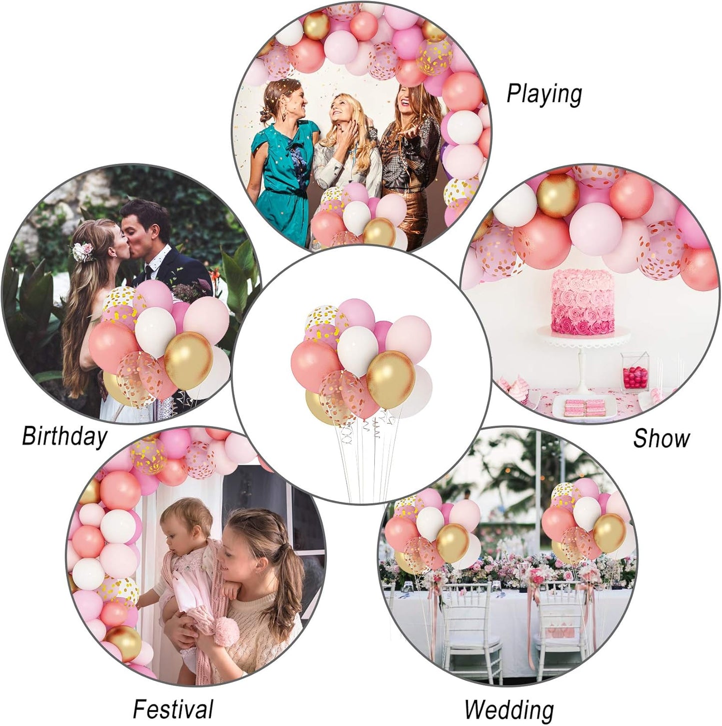 Amandir 153pcs Pink Purple Balloon Garland Arch Kit, Different Sizes 18 12 10 5 inch Pink Purple Red Latex Metallic Confetti Purple Balloons for Girl Women Birthday Bridal Baby Shower Party Decoration