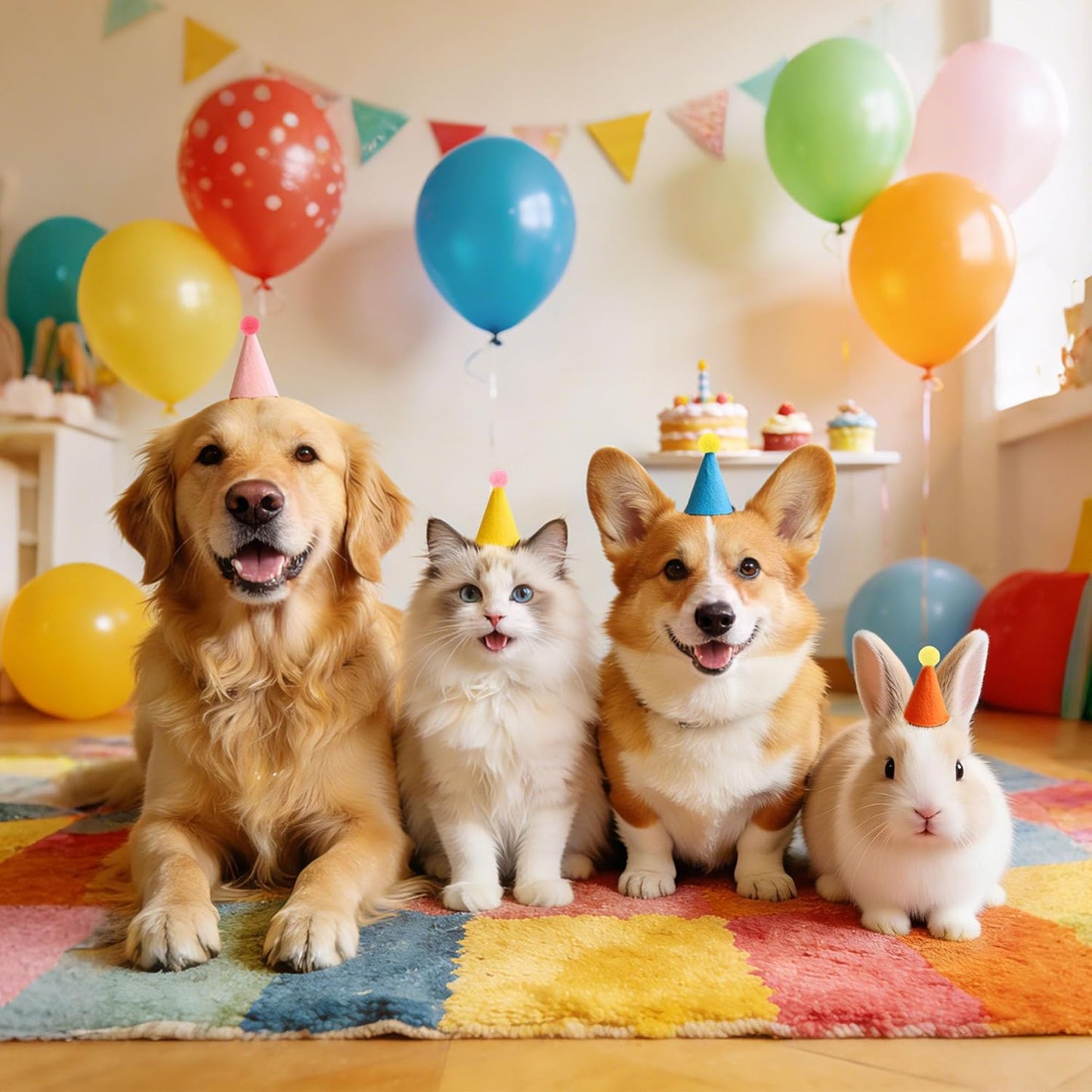 CANREVEL Mini Party Hats for Stuffed Animals Headwear, Birthday Hats Party Animal Birthday Decorations Supplies for Dog Cat